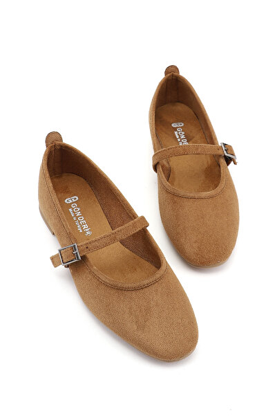 GÖNDERİ(R) Γυναικεία Ταν Σουέτ Mary Jane Μπαλαρίνα