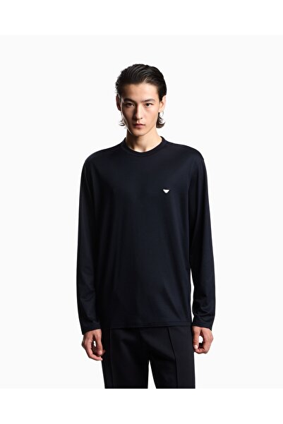 Emporio Armani Men's Slim Fit Crew Neck Long Sleeve Navy Blue Sweatshirt
