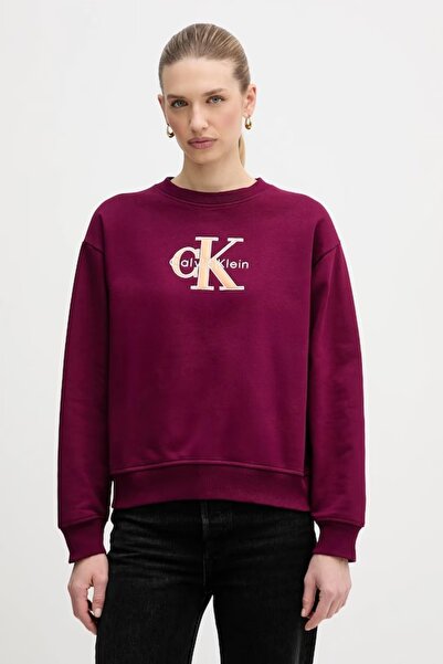 Calvin Klein Γυναικείο φούτερ με κανονική εφαρμογή, βαμβακερό, με κεντημένο λ...