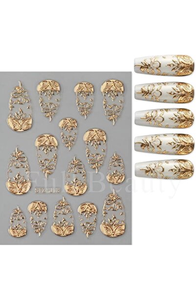 delis 3D Marquise nail stickers, STICKER103, Gold