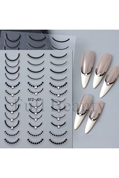 delis 3D Marquise nail stickers, STICKER107, Black