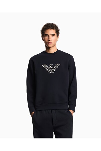 Emporio Armani Logo İşlmeli Streç Pamuklu Regular Fit Bisiklet Yaka Sweat Erk...