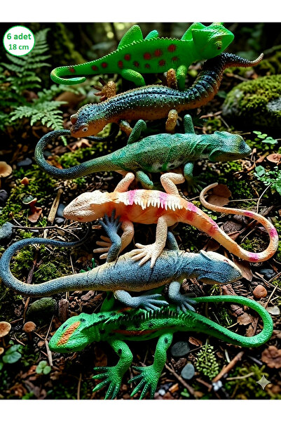 OYUNCAKSAHİLİ Sürüngen Hayvan Seti iguana Kertenkele Bukalemun 6 Tane ıguana ...