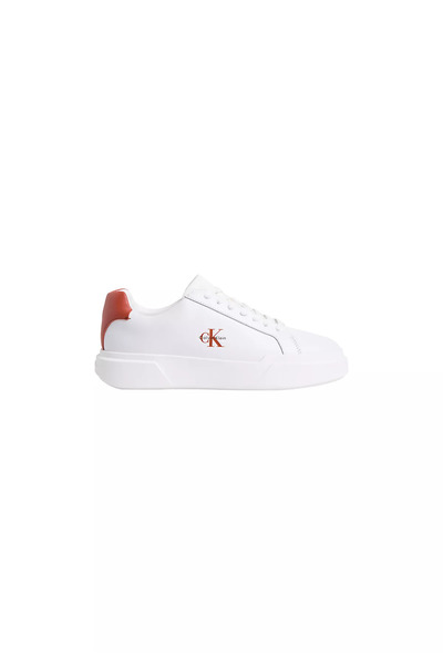 Calvin Klein Erkek Logo Kabartmalı Düşük Bilekli %100 Deri Beyaz Sneaker