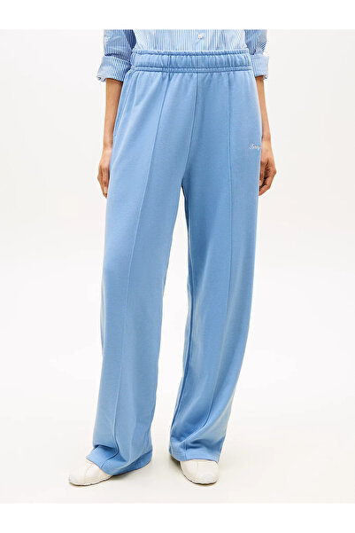 Tommy Hilfiger Women's Wide Leg Wide Cut Regular Waist Light Blue Trousers