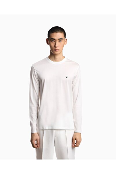 Emporio Armani Men's Slim Fit Crew Neck Long Sleeve White Sweatshirt