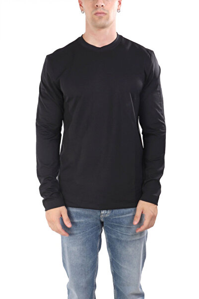 BOSS Erkek Slim Fit Bisiklet Yaka Uzun Kollu Siyah T-Shirt