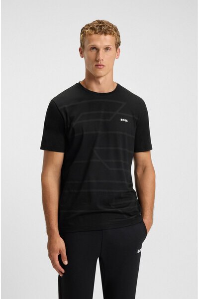BOSS Erkek Regular Fit Bisiklet Yaka Kısa Kollu Siyah T-Shirt