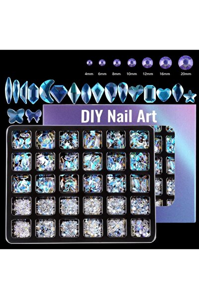 delis Marquise nail rhinestones, RHINE70, Light blue
