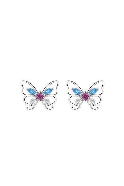 delis 925 silver earrings, JW1584, butterfly pattern, rhodium plated