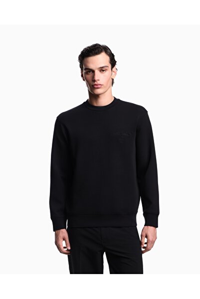 Emporio Armani Men's Comfortable Double Jersey Round Neck Logo Embroidered Bl...