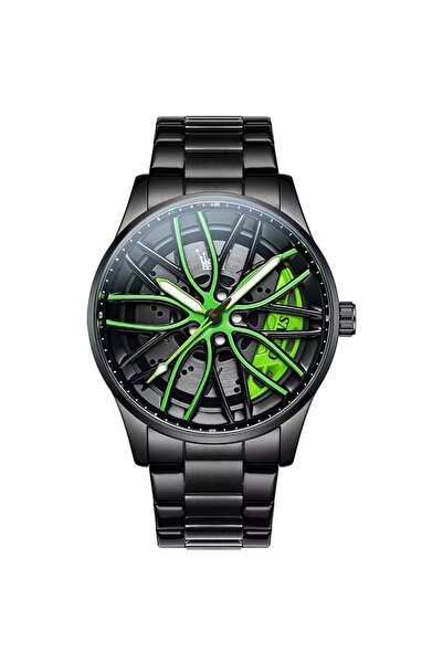 delis Men's watch Olevs CS1946, stainless steel, black, red dial