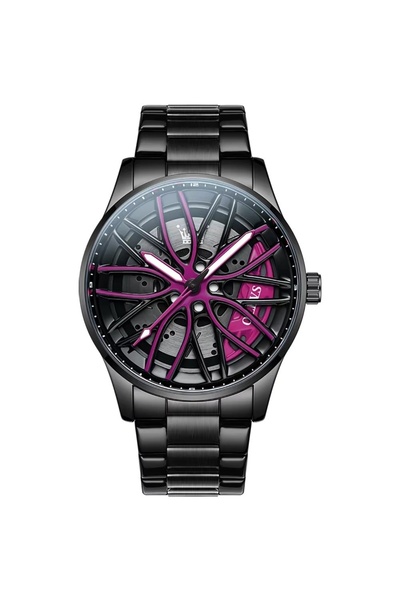delis Men's watch Olevs CS1948, stainless steel, black, yellow dial