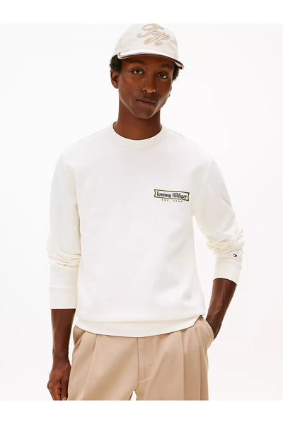 Tommy Hilfiger Men's Regular Fit Round Neck Logo Printed Long Sleeve Yellow S...