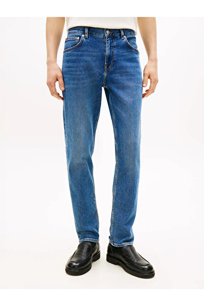 Tommy Hilfiger Erkek Regular Fit Düz Kesim Denim Lacivert Jeans