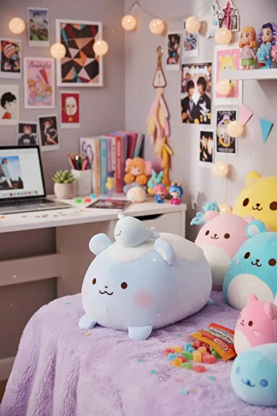 Miniso Lisanslı Soft Fufu Koleksiyonu Ayı ve Balık Peluş Oyuncak