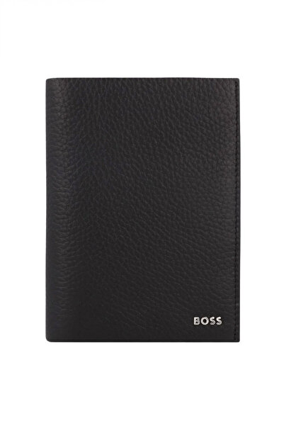 BOSS Erkek Metalik Logo Kabartmalı Ekstra Kart Bölmeli Fermuar Cepli Siyah Cü...