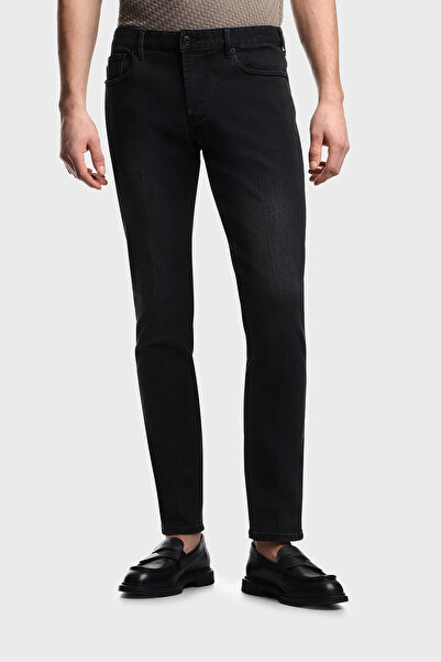 Emporio Armani Erkek Normal Bel Slim Fit Dar Paça Gri Jeans