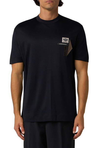 Emporio Armani Erkek Normal Kalıp Esnek Pamuklu Logo Detaylı Kısa Kollu Laciv...