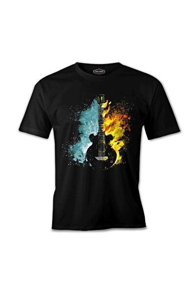 Lord T-Shirt تيشيرت جيتار إن فاير آند آيس أسود للرجال