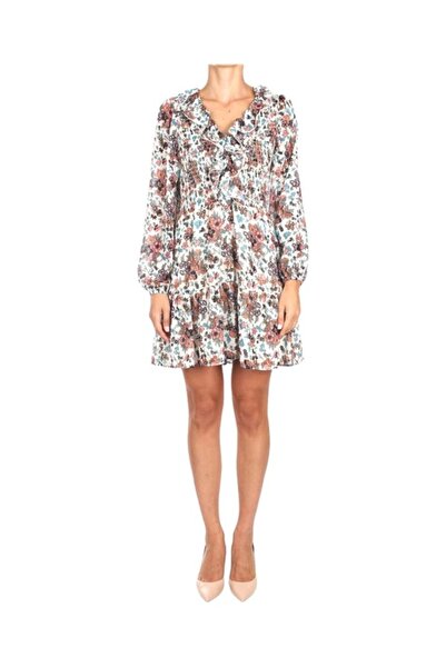 liu.jo Γυναικείο πολύχρωμο φόρεμα με λαιμόκοψη V και μακρυμάνικη φούστα