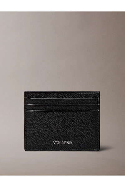 Calvin Klein Ανδρική θήκη για κάρτες με υφή και εκτύπωση - Μαύρη