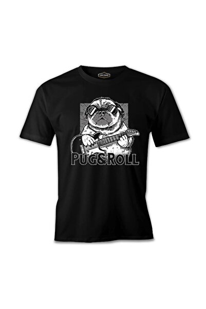 Lord T-Shirt A Pug Dog with an Electric Guitar Black Men's Tshirt