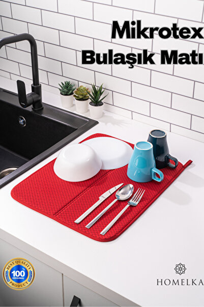HOMELKA Mikrotex Bulaşık Matı Süper Emici Bulaşık Kurutma Matı 45x36cm Tezgah...