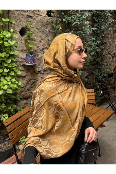 Tuka scarf Halka Desen Şal Hardal Sarı