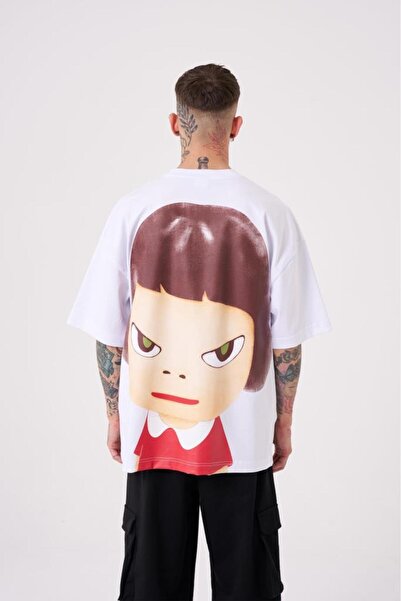 Machinist Ανδρικό μπλουζάκι Cosmic Light με στάμπα Oversize σε λευκό χρώμα