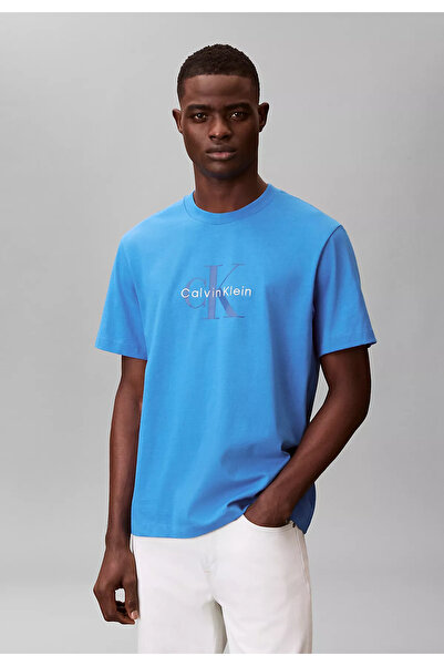 Calvin Klein Erkek Normal Kesim Yuvarlak Yakalı CK Logo Baskılı Pamuklu Kısa ...