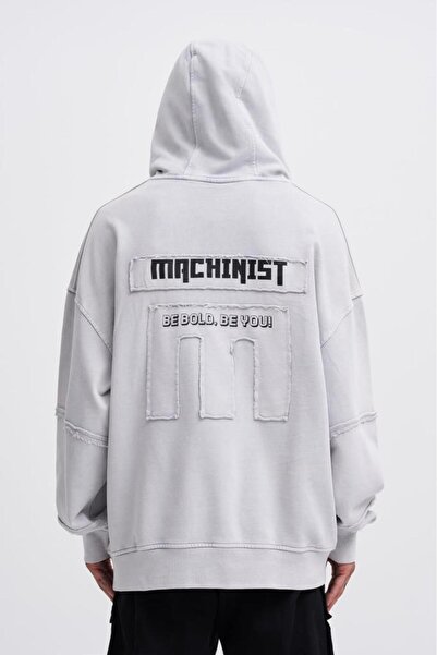 Machinist Men's Washable No 7 Hooded Oversize Sweatshirt Gray
