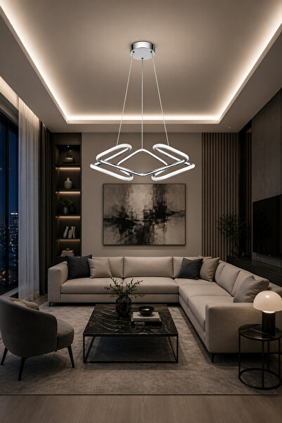 Harnelli 3 Renk Yanabilen Modern Ledli Avize