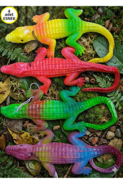 OYUNCAKSAHİLİ Timsah Sürüngen Set Şaka Korku Hayvanları Esnek 35cm Uzar Kerte...