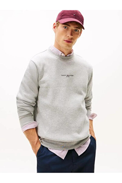 Tommy Hilfiger Men's Brand Logo Cotton Hooded Casual Gray Sweatshirt Mw0Mw33639
