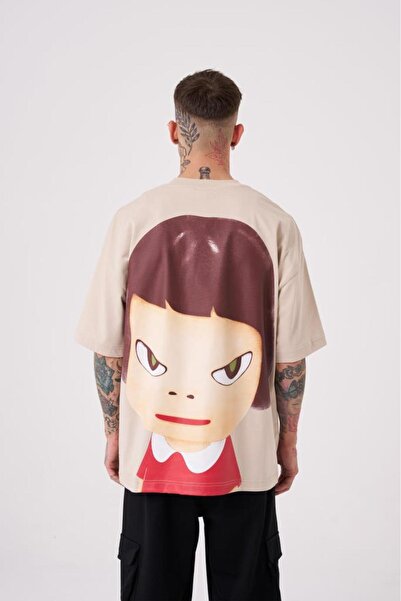 Machinist Ανδρικό μπλουζάκι Cosmic Light με στάμπα Oversize σε ανοιχτό μπεζ χ...
