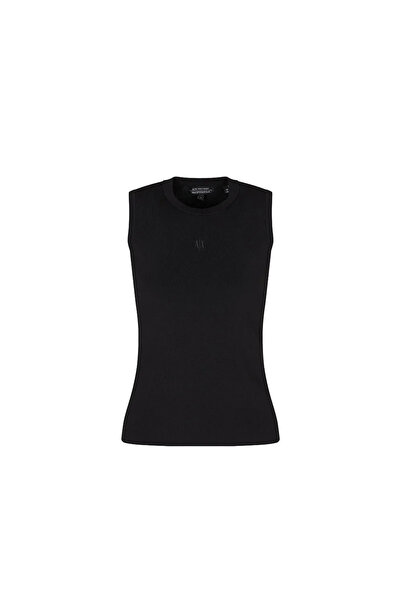 Armani Exchange Γυναικείο μαύρο φανελάκι με κεντημένο λογότυπο AX και στρογγυ...