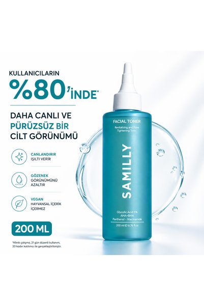 SAMILLY Pore Tightening Tonic 200 ml |   Glycolic Acid 5%, Aha Bha, Salicylic Acid |   For All Skins