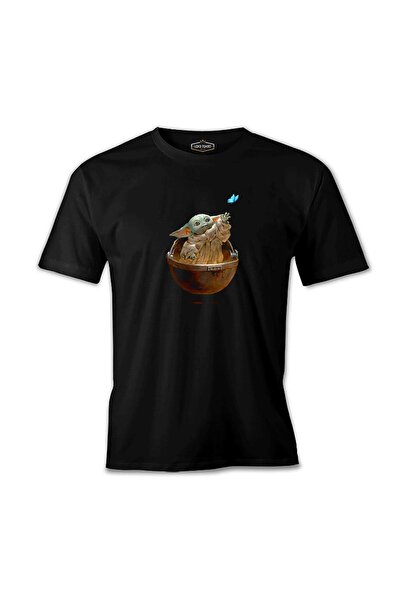 Lord T-Shirt بيبي يودا - تيشيرت رجالي أسود على شكل فراشة