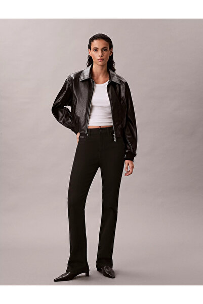 Calvin Klein Kadın Denim Slim Fit Yüksek Bel Günlük Kullanım Siyah Jeans