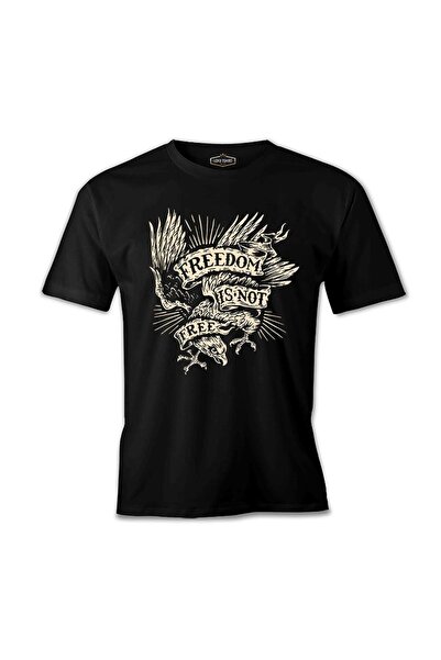 Lord T-Shirt تيشيرت رجالي أسود من إيجل فريدوم بطبعة "الحرية ليست مجانية"
