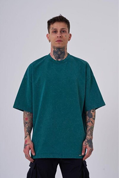 Machinist Ανδρικό μπλουζάκι Oversize Petrol Spotted - Washable Hidden Patch