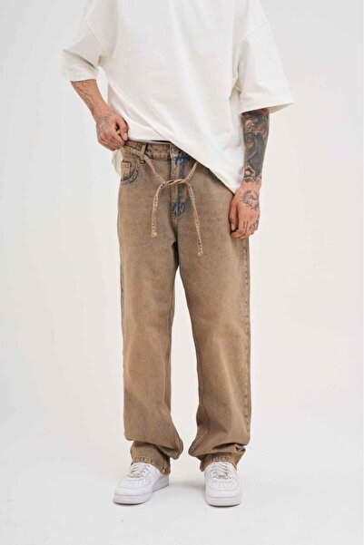Machinist Men's Oversize Baggy Washed Dark Beige Jean