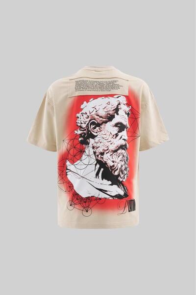 Machinist Erkek Platon Oversize Soft Bej Tişört