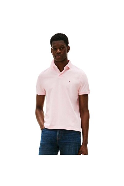 Tommy Hilfiger Erkek Dokuma Polo Yaka Kısa Kol Günlük Pembe T-Shirt