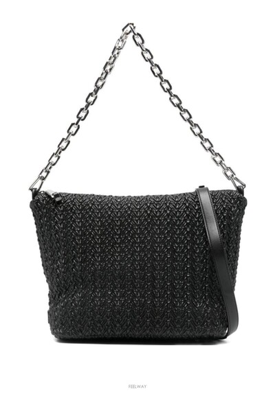 Emporio Armani Women's Embossed Patterned Black Shoulder Bag with Chain Shoul...