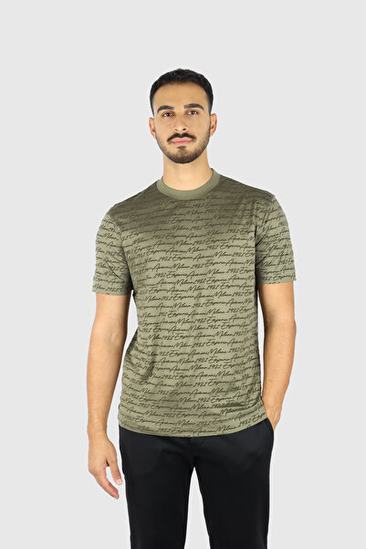 Emporio Armani Erkek Regular Fit Logo Kabartma Desenli Yuvarlak Yakalı Kısa K...