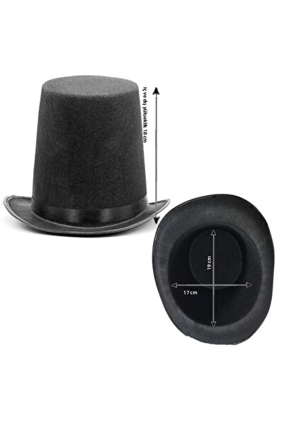 partidolu Halloween Felt Fabric Μαύρο Χρώμα Bowler Magician Καπέλο με Κορδέλα...