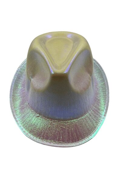 partidolu Ολογραφικό Ολόγραμμα με τύπωμα Fedora Party Hat Ασημί Χρώμα Ρετρό γ...