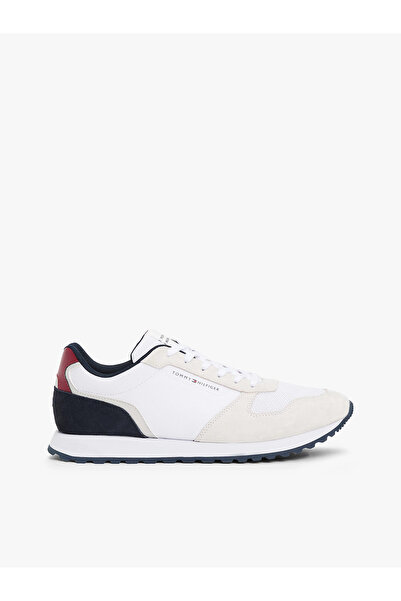 Tommy Hilfiger Erkek Yuvarlak Hafif Sert Burun Yumuşak Kalın Taban Beyaz Sneaker